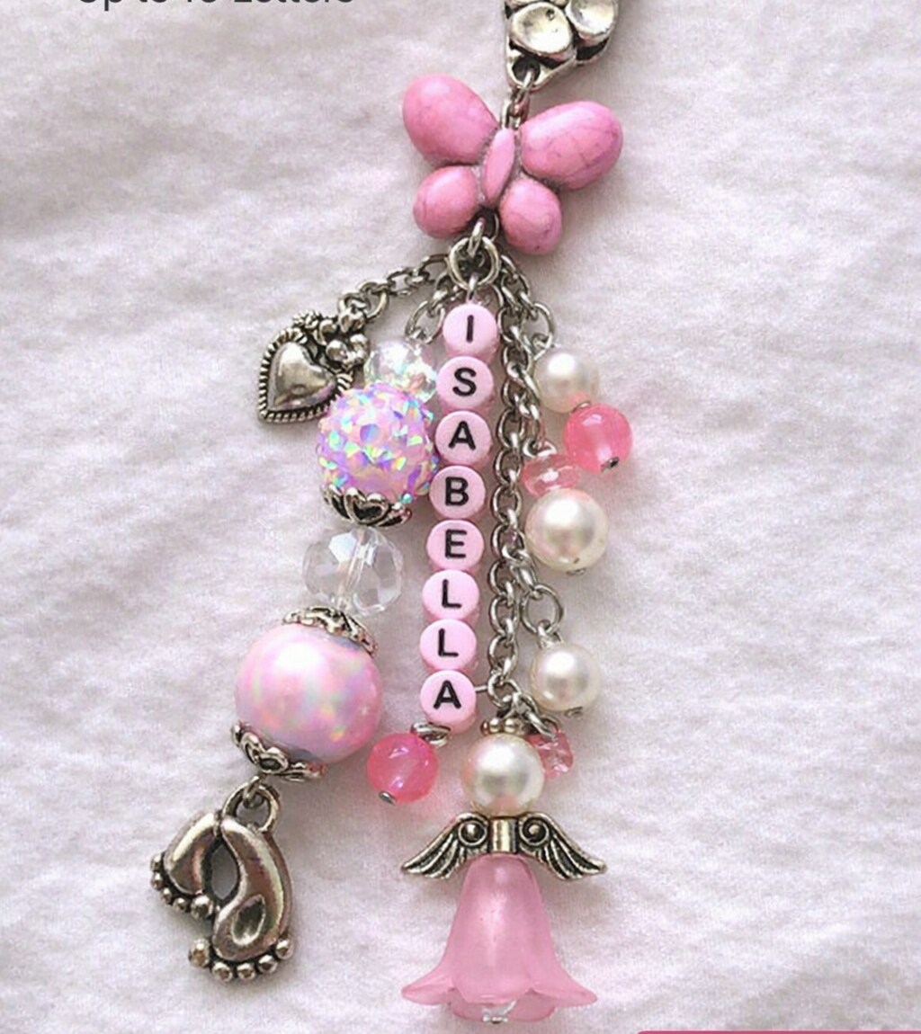 Hand Beaded Baby Bag Charm • Personalized New Mom Gift • Baby