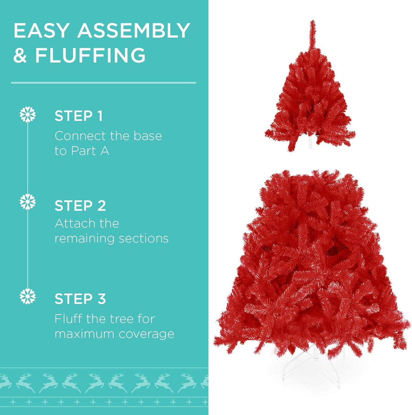 Artificial Christmas Tree Hinged Pine with 250 Lights, 1,000 Tips &#x26; Foldable Base Pre-Lit Outdoor Holiday Decor
