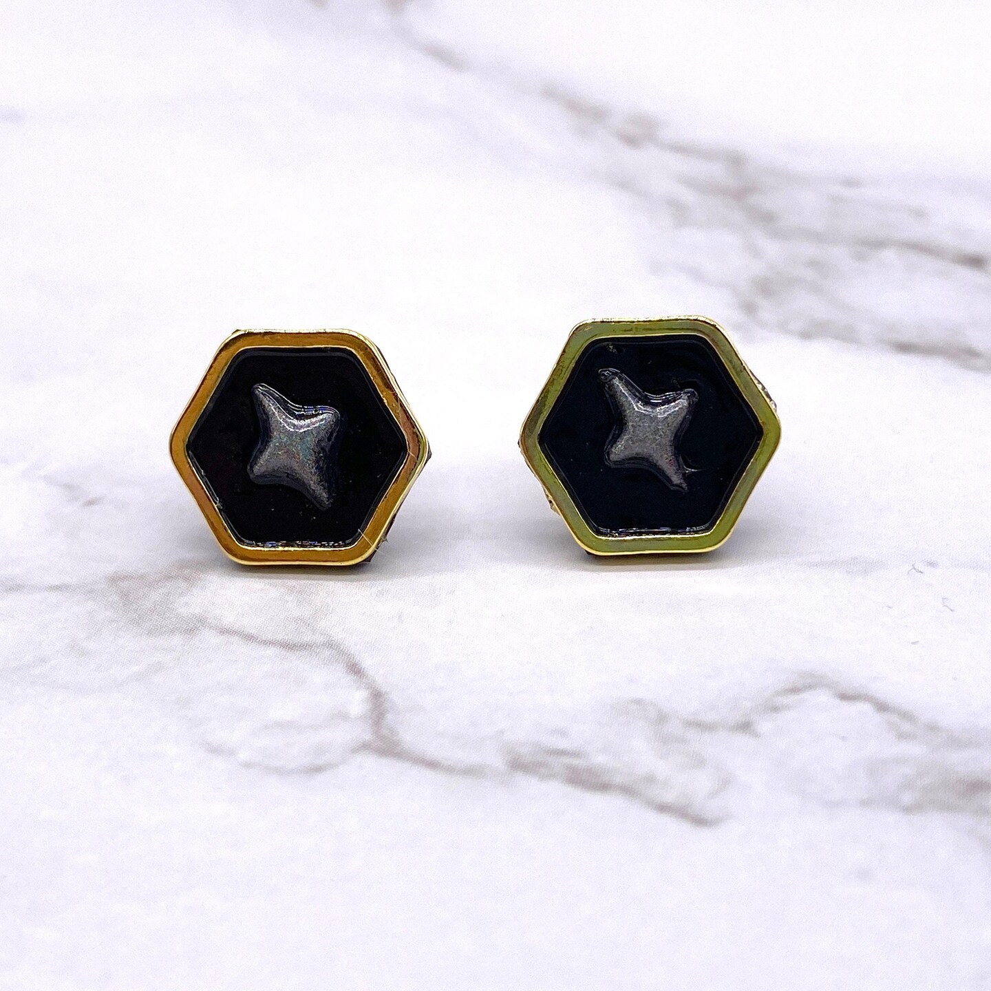 Goth Hexagon Minimal Stud on sale Earrings