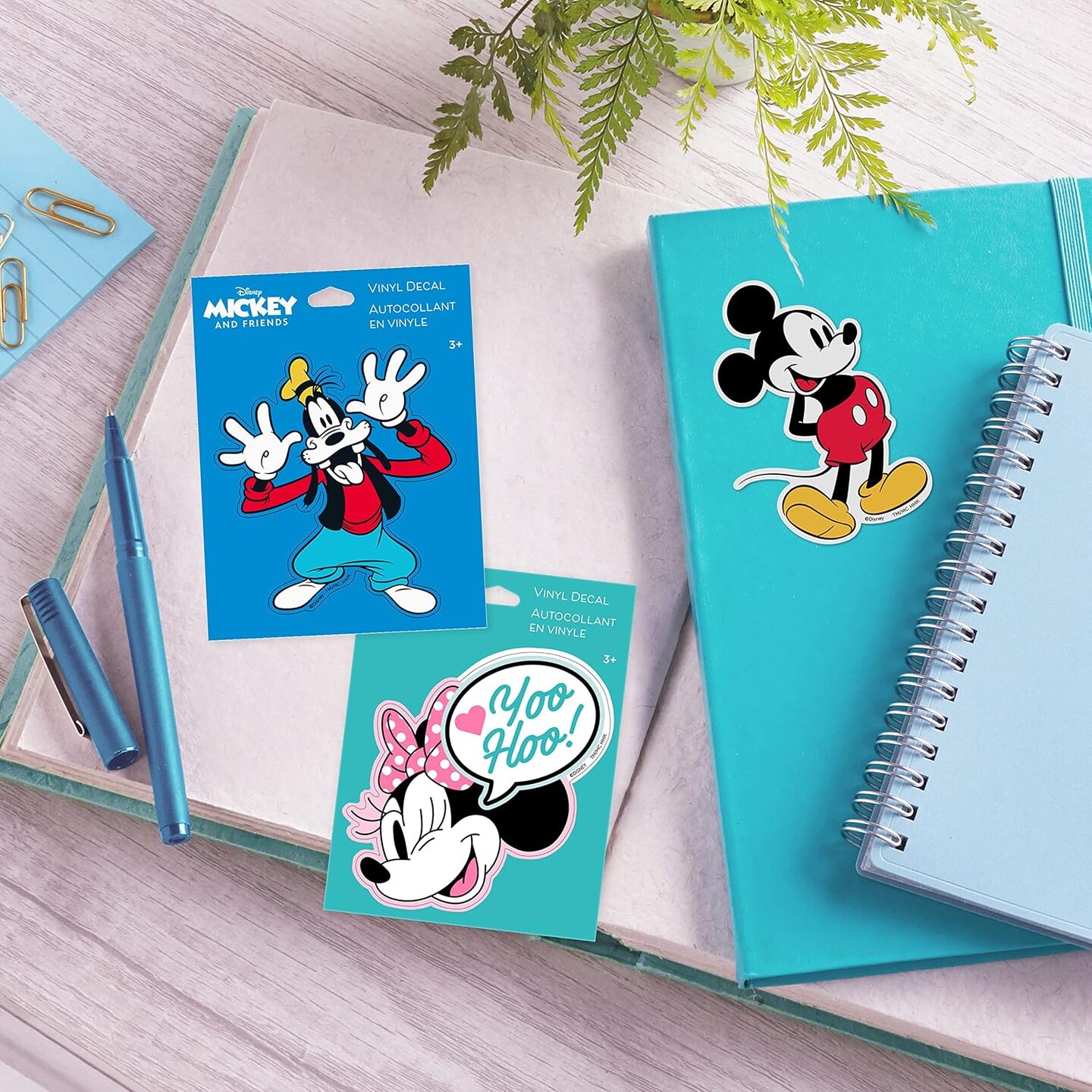 Disney Pack of 3 Stickers for Water Bottles, Planners, Notebooks