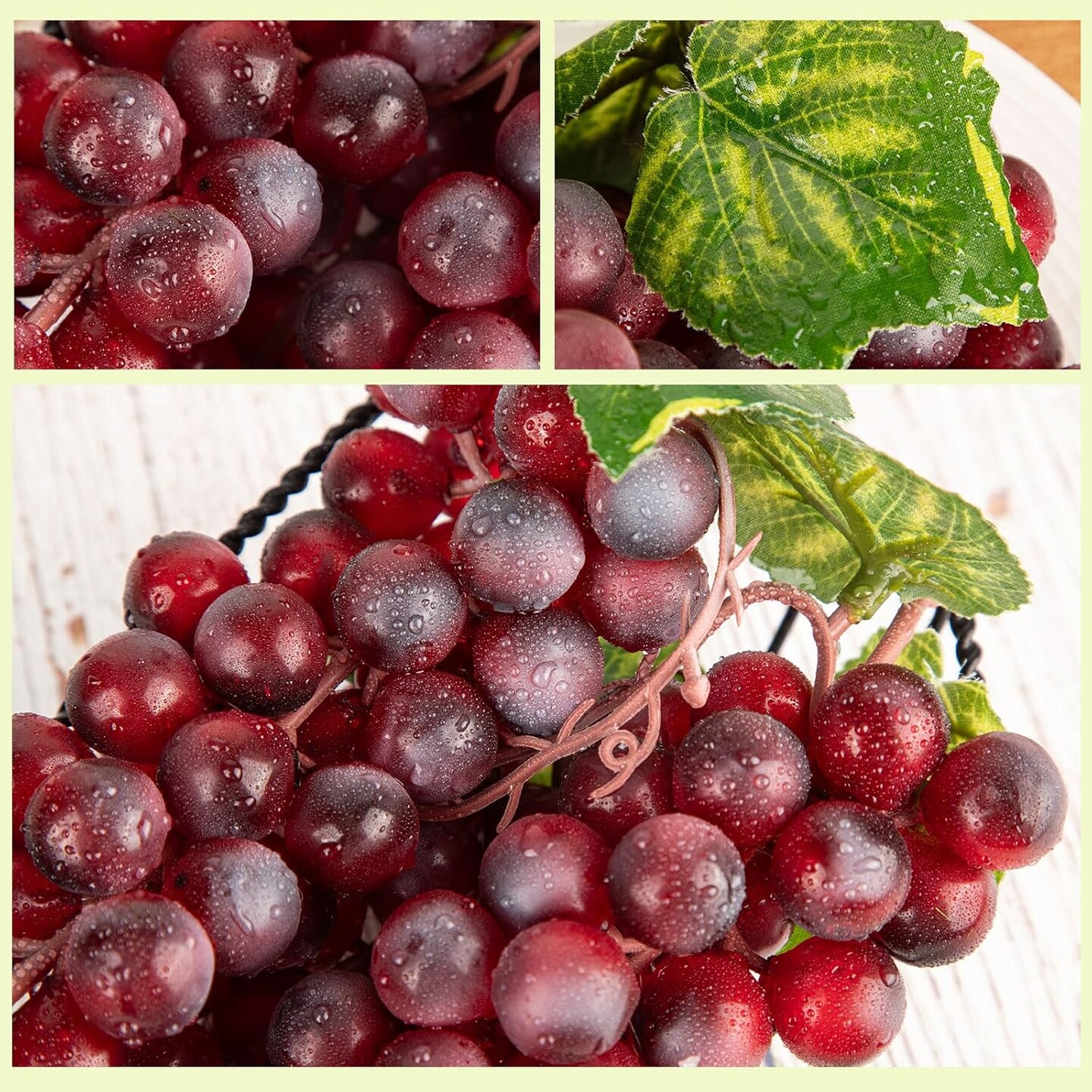 4 Bunches Plastic Lifelike Grapes - Red
