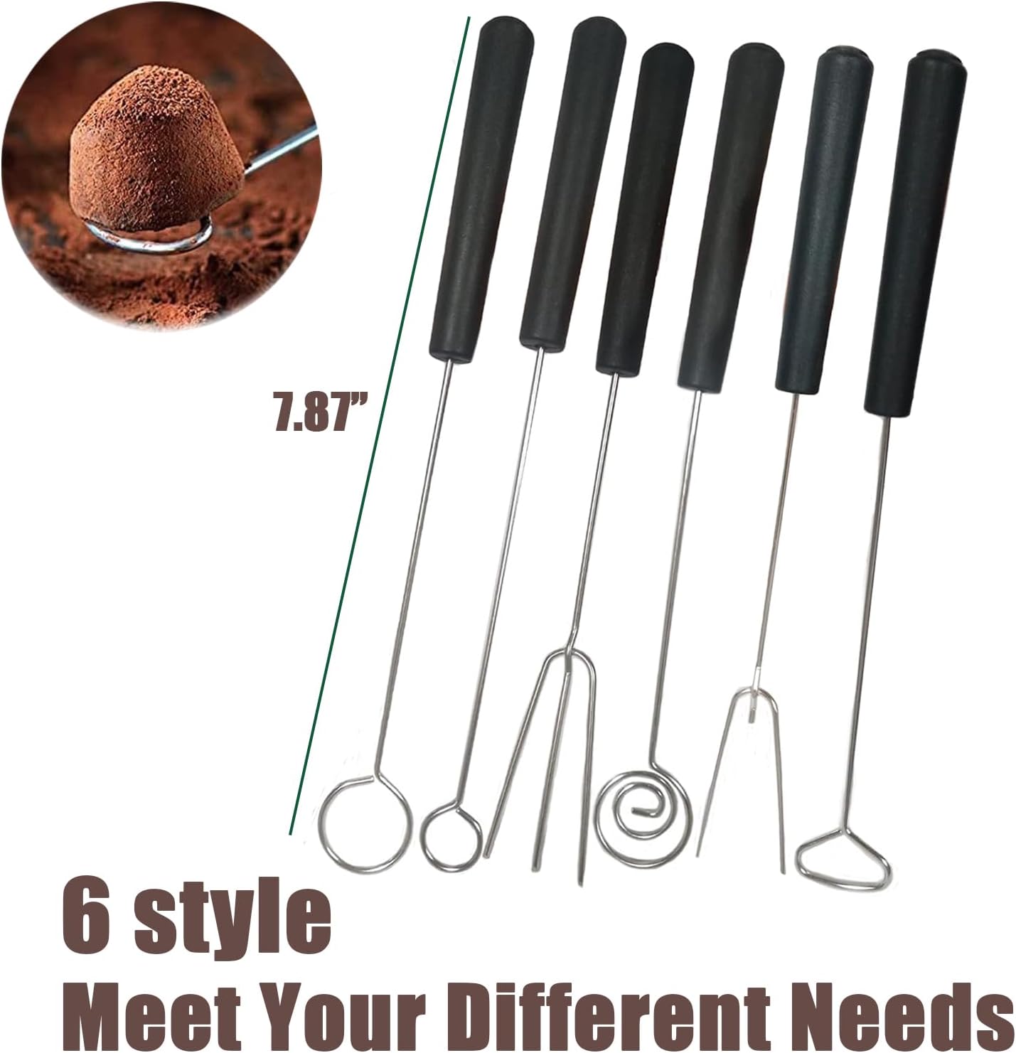 7 Pieces Candy Dipping Tools Chocolate Dipping Fork Spoons Set, Stainless Steel Candy Making Supplies for Decorative Plates, Including 1 pcs Slotted Spoon and 6 pcs Fondue Forks