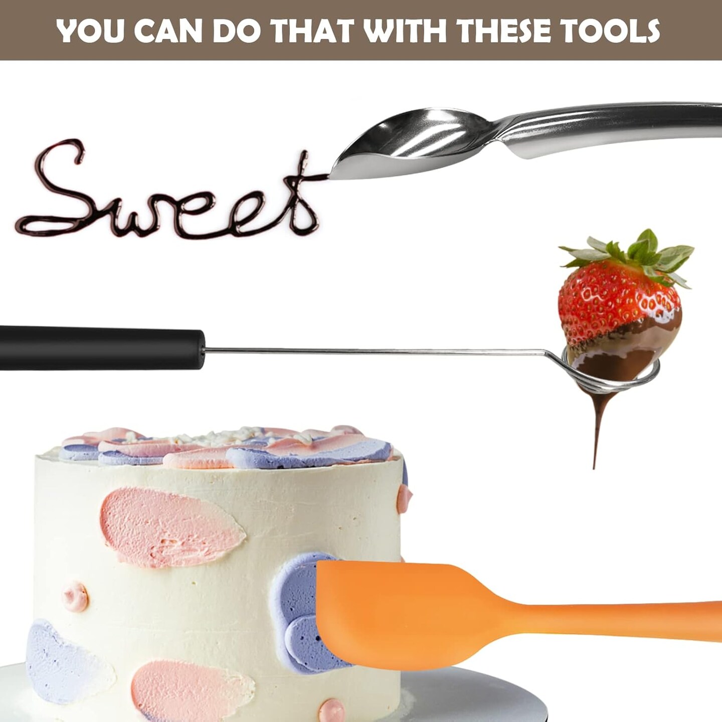 5-Piece Double Boiler Set – Stainless Steel Chocolate Melting Pots, Spatula, Spoons & Dipping Tool for Candy & Soap