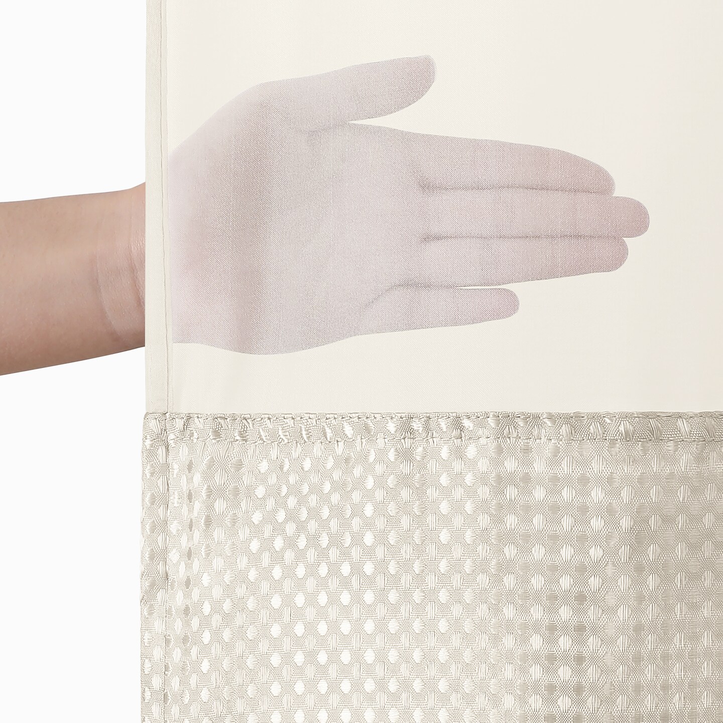 Americanflat 72x75 Hookless Waffle Pattern Shower Curtain - Water-Resistant Long Shower Curtain with Sheer Panel, Snap-In Liner, and Grommets