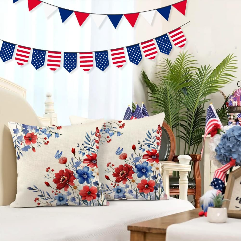 Throw Pillow Cover for 4th of July Decorations