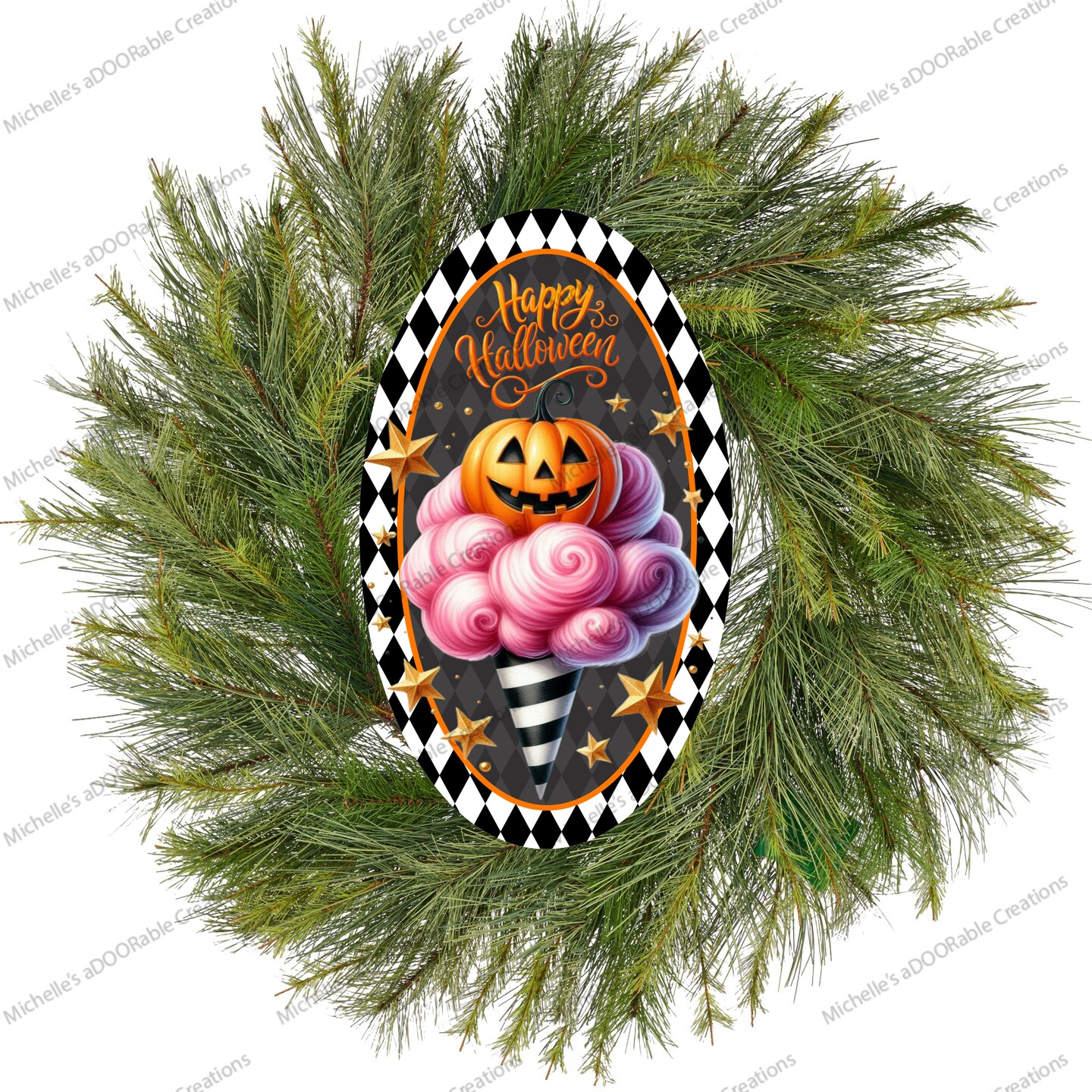 Happy Halloween Ice Cream Cone Oval Sign