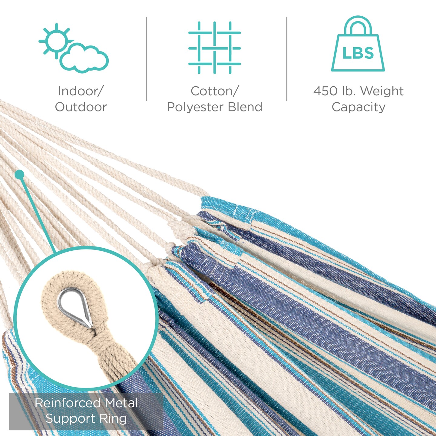 Best Choice Products 2-Person Brazilian-Style Cotton Double Hammock with Stand Set w/ Carrying Bag