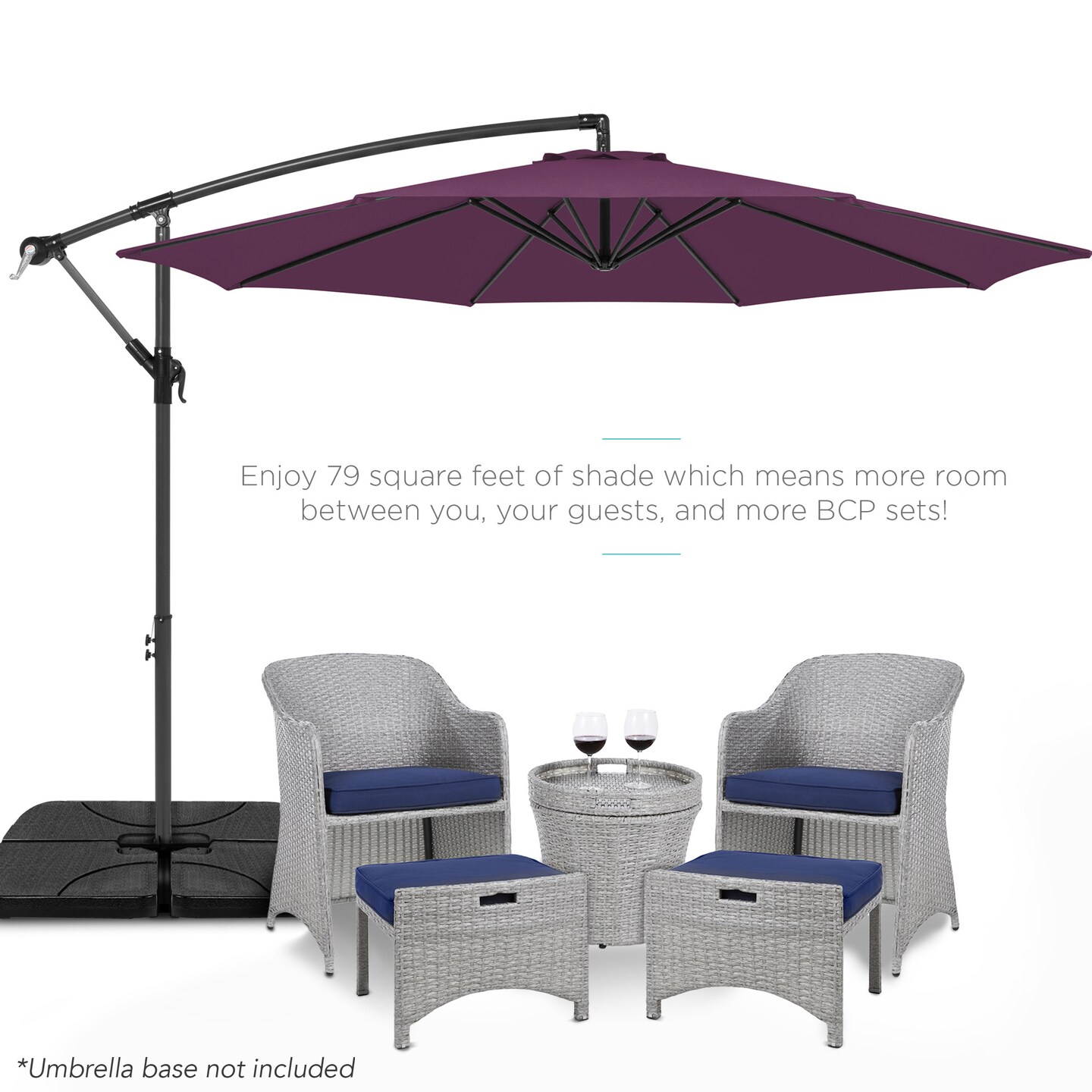 Best Choice Products 10ft Offset Hanging Outdoor Market Patio Umbrella w/ Easy Tilt Adjustment