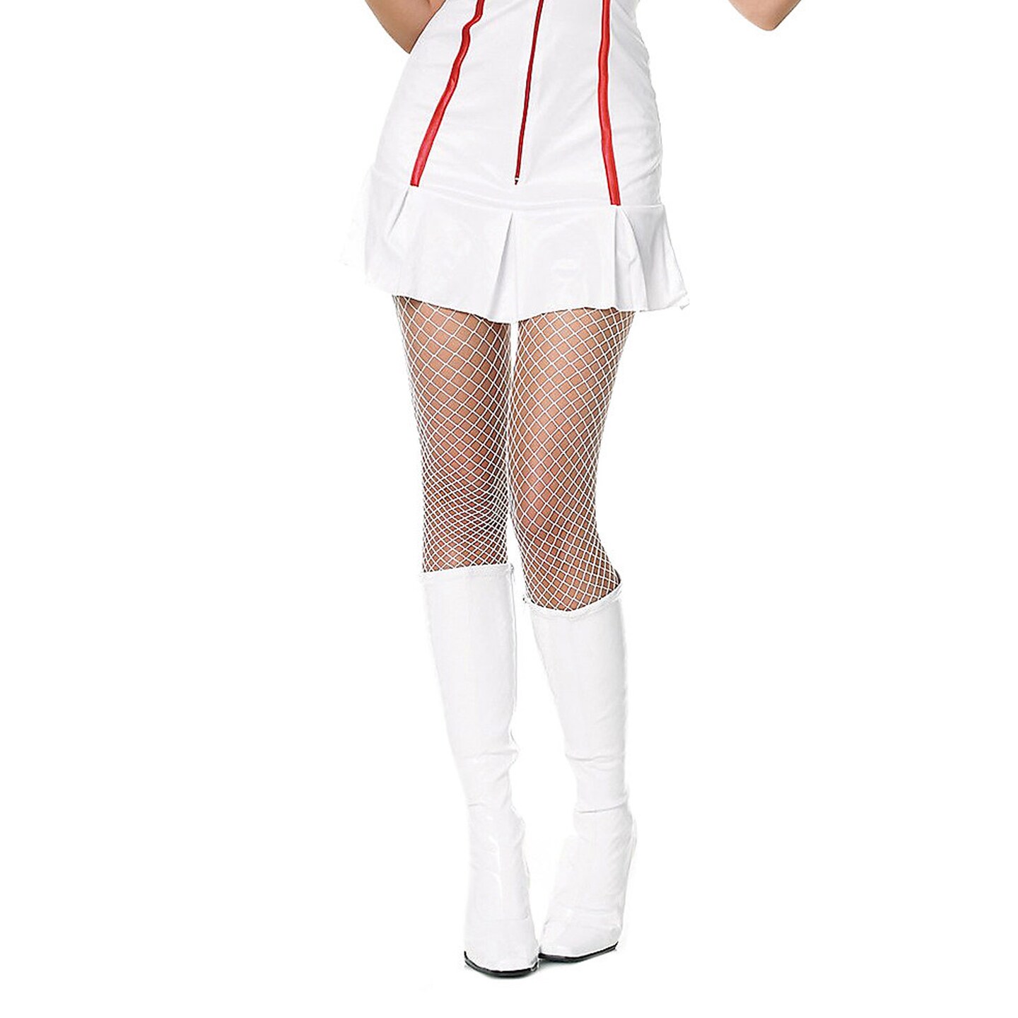 Women&#x27;s Sexy Nurse Costume with Halter Zipper Dress Headpiece and Stethoscope