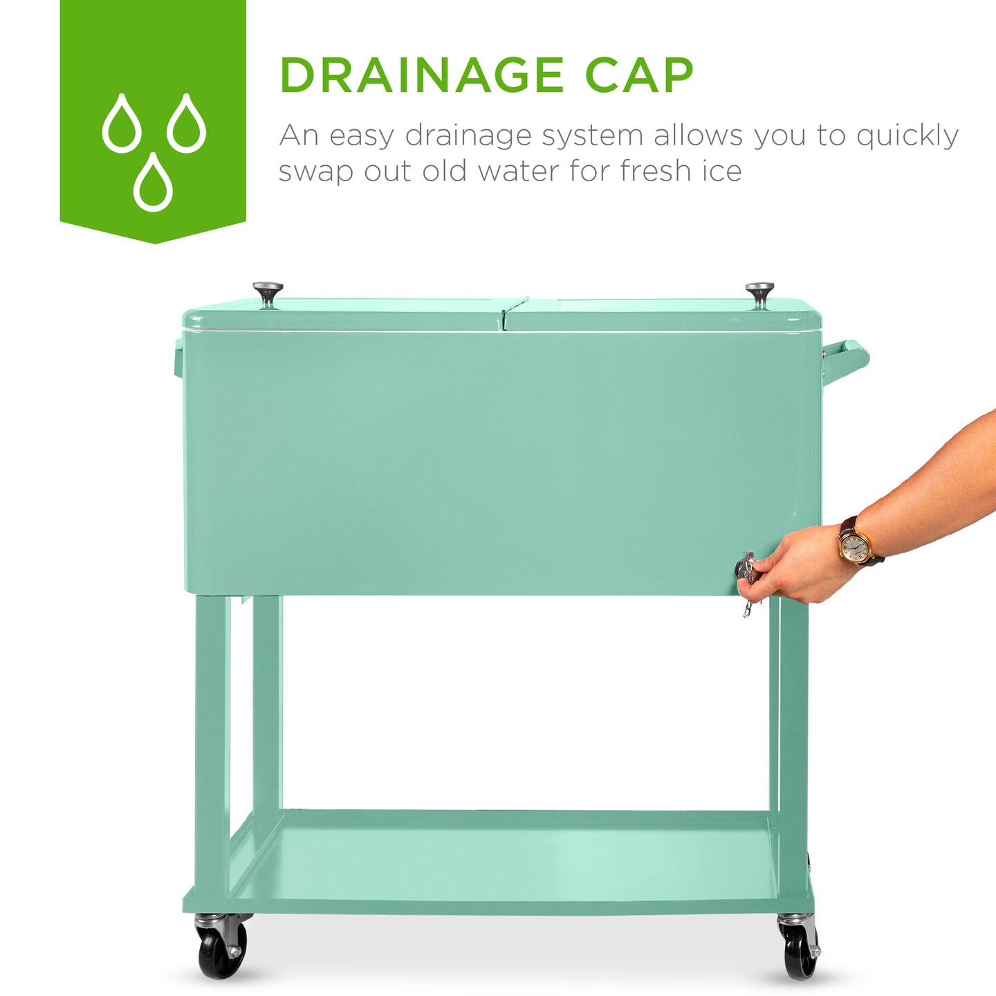 Best Choice Products 80qt Steel Rolling Cooler Cart w/ Bottle Opener, Catch Tray, Drain Plug, Locking Wheels