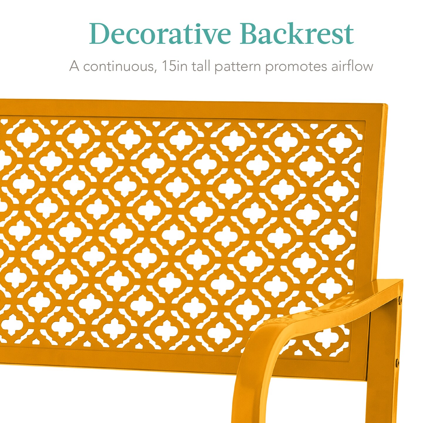 Best Choice Products Indoor Outdoor Steel Garden Bench w/ Geometric Backrest, Foot Levelers