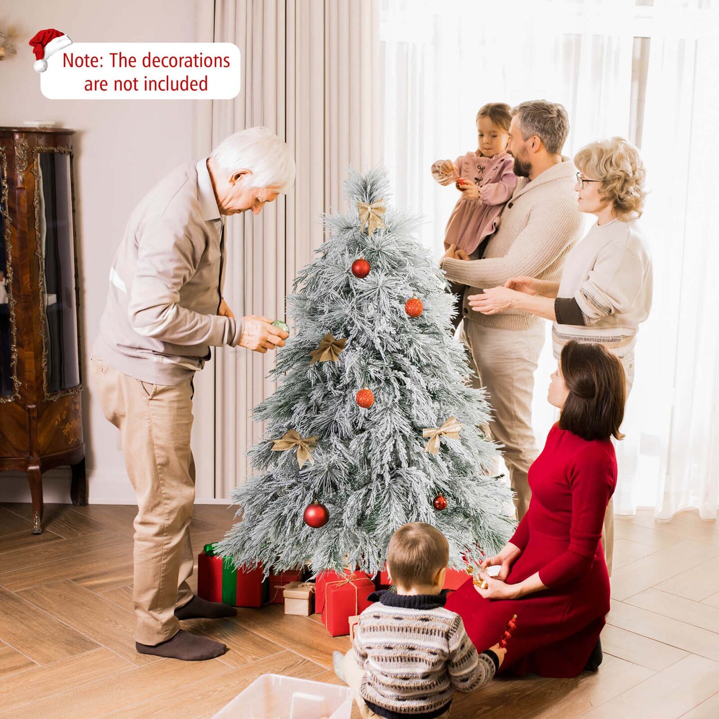 Costway 4.5/6/7 FT Pre-Lit Artificial Christmas Tree with 279/519/743 PVC & Pine Needles & PE Tips