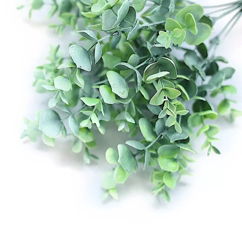 3 pcs 14" tall Frosted Green Eucalyptus Artificial Greenery Bushes Wedding Party