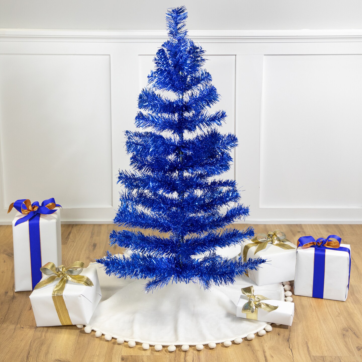 Northlight Artificial Tinsel Christmas Tree - 3&#x27; - Deep Blue - Unlit