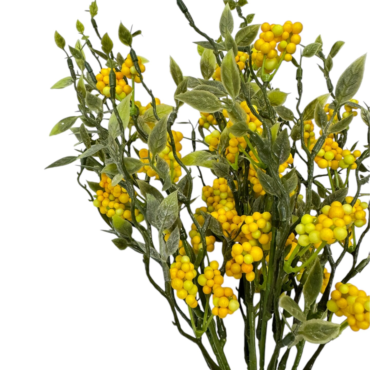 Meadow Berry Spray ( Yellow ) 13&#x22;, Set of 4 - Home Floral D&#xE9;cor - Holiday Tree