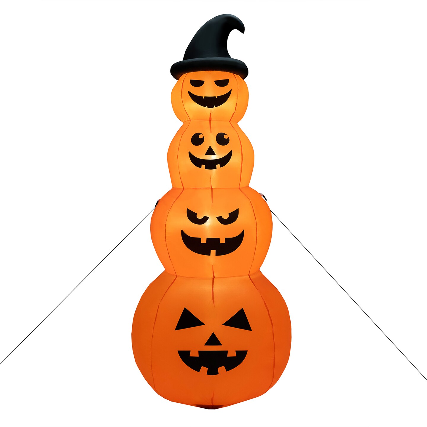Costway 8FT Halloween Inflatable Stacked Pumpkins Blow-up Holiday Decoration w/ LED Lights