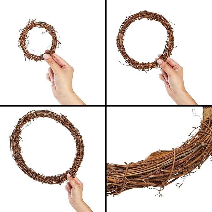 Set of 3 Grapevine Wreath Forms for DIY Crafts, Plain Twig Branches for Christmas, Holidays, Wedding, Party, and Fall Home Decor (11.5, 7, and 4.5 in)