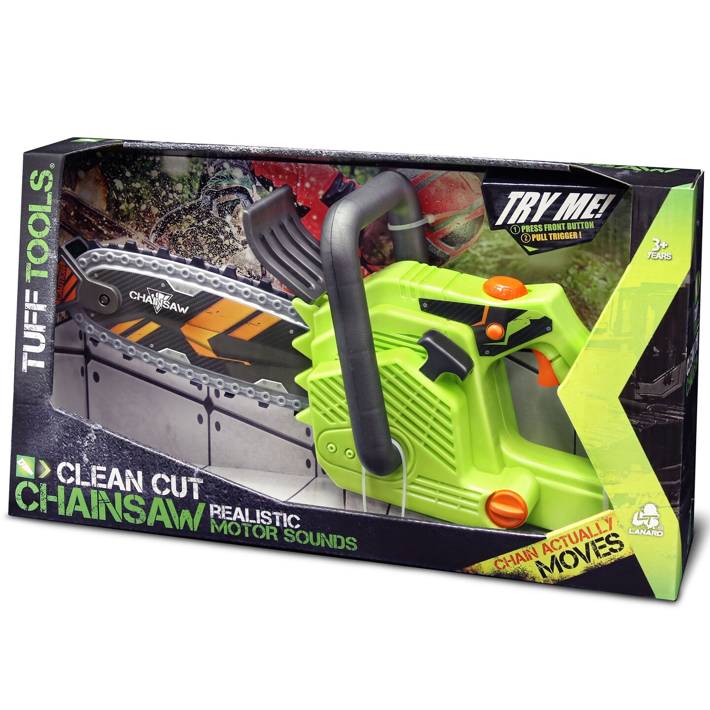 Lanard Tuff Tools: Clean Cut Chainsaw - Kids Sounds &#x26; Action Toy, Realistic Action Yard Work Toy, Battery Powered, Ages 3+