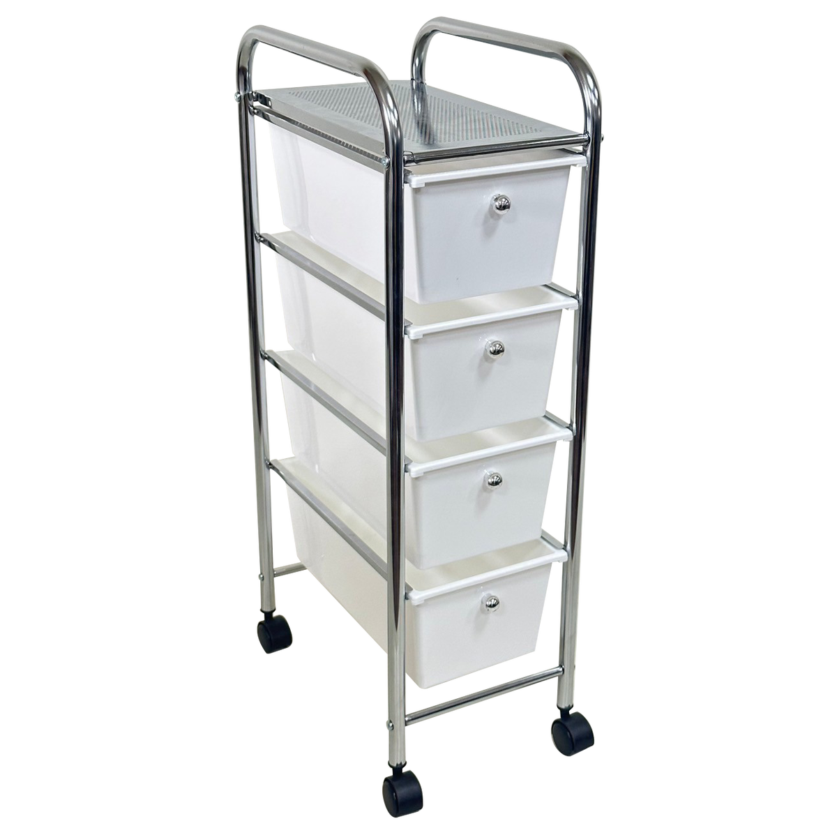 Rolling Storage Cart and Organizer with Plastic Drawers