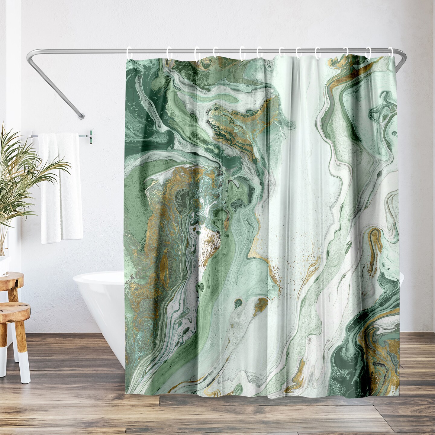 Abstract Shower Curtain Marble Petroleum by PI Creative Art