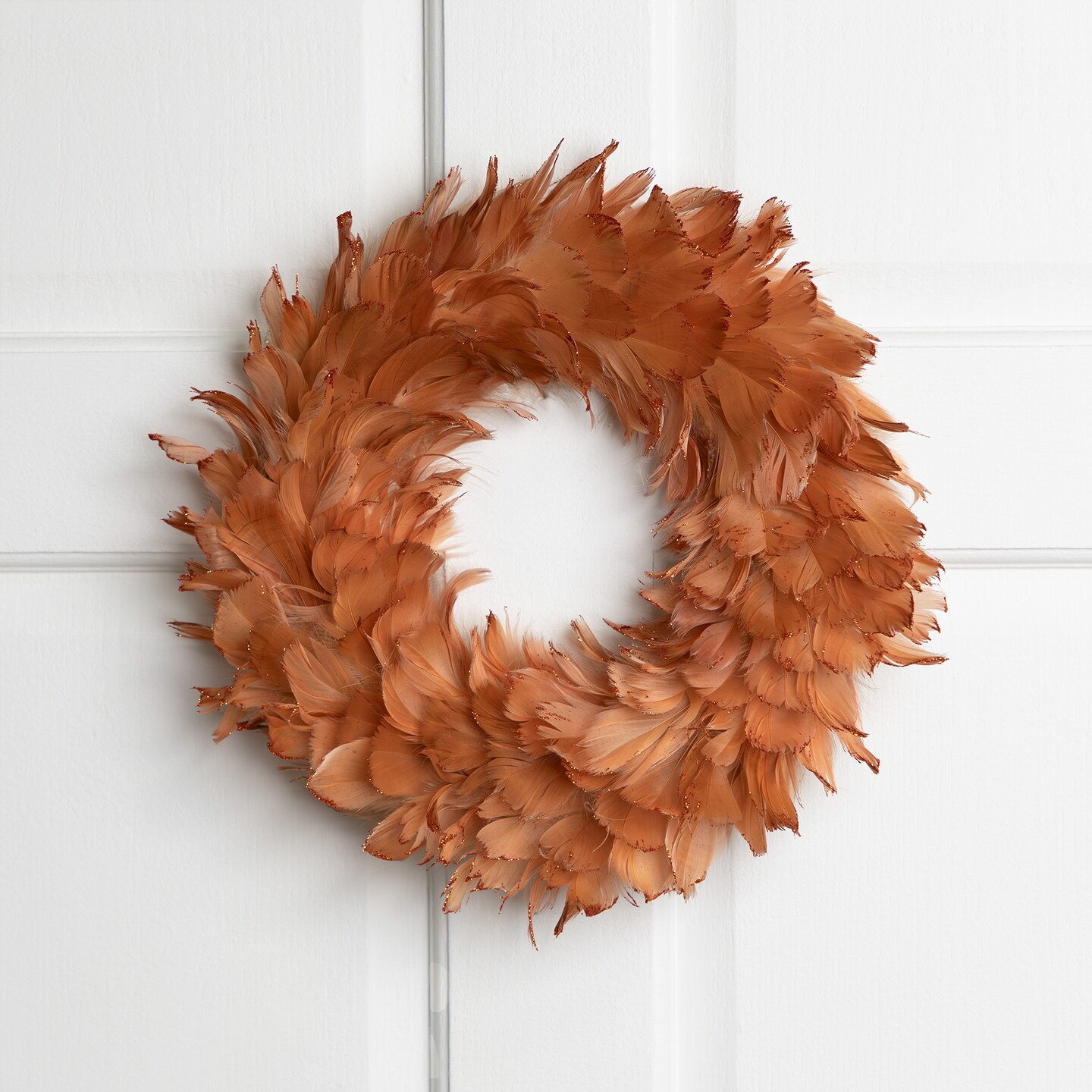 Northlight Two-Tone Feathers Christmas Wreath - 14.5&#x22; - Unlit - Rust Orange
