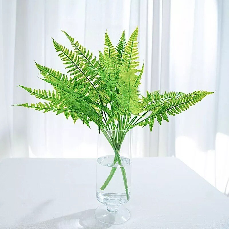 2 Green 19&#x22; Faux Boston Fern Artificial Leaves Greenery Stems Party Decorations