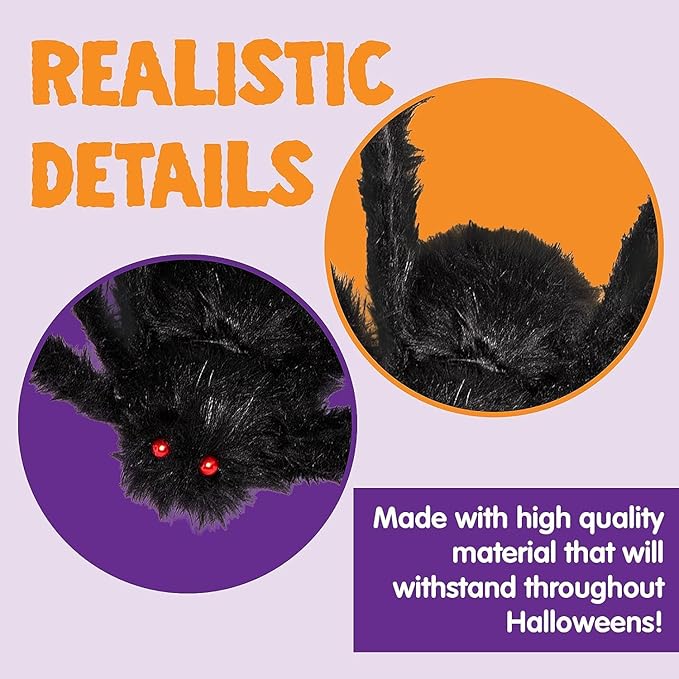 2 Pack 5 Ft. Halloween Outdoor Decorations Black Scary Giant Fake Hairy Spider Props for Yard Party Decor