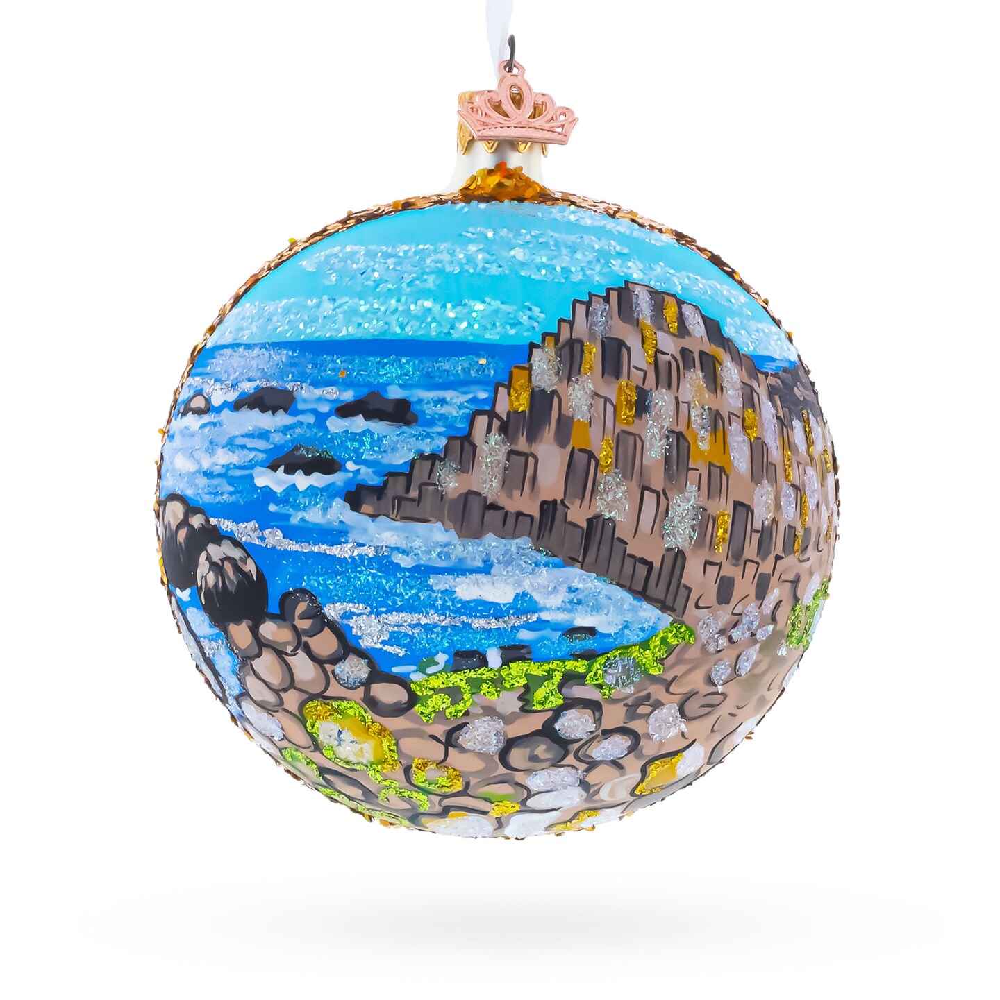 Giant&#x27;s Causeway, Northern Ireland, United Kingdom Glass Ball Christmas Ornament 4 Inches