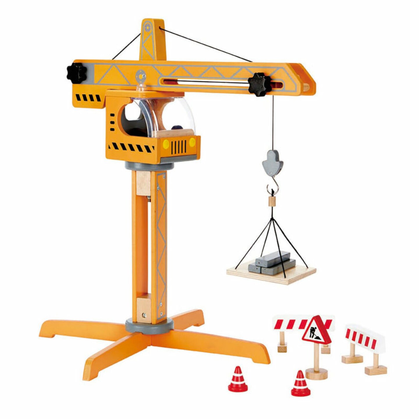 Hape Playscapes Crane Lift Playset Yellow - Kid&#x27;s Construction Toy Set