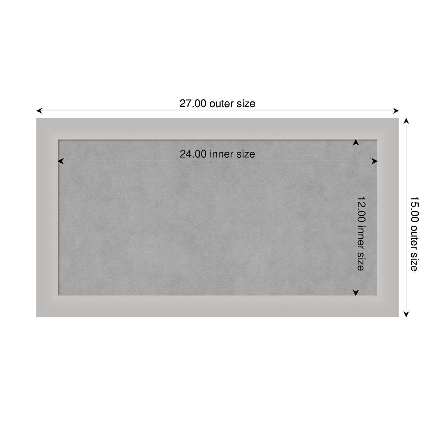 Low Luster Silver Wood Framed Magnetic Board
