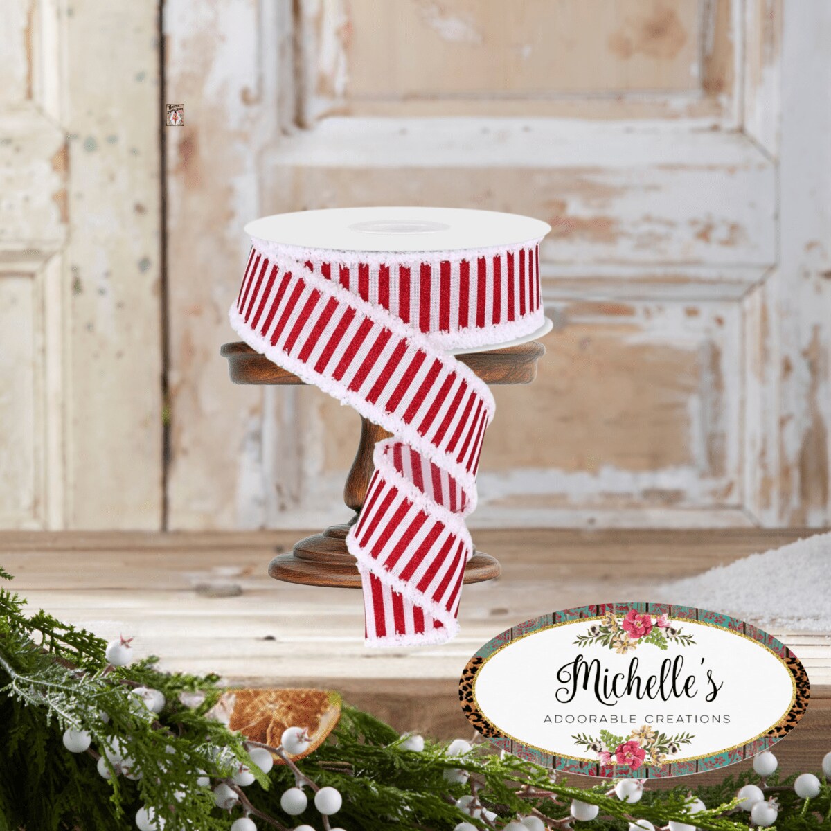1.5&#x22; Glitter Stripe Drift Ribbon: Red (10 Yards)