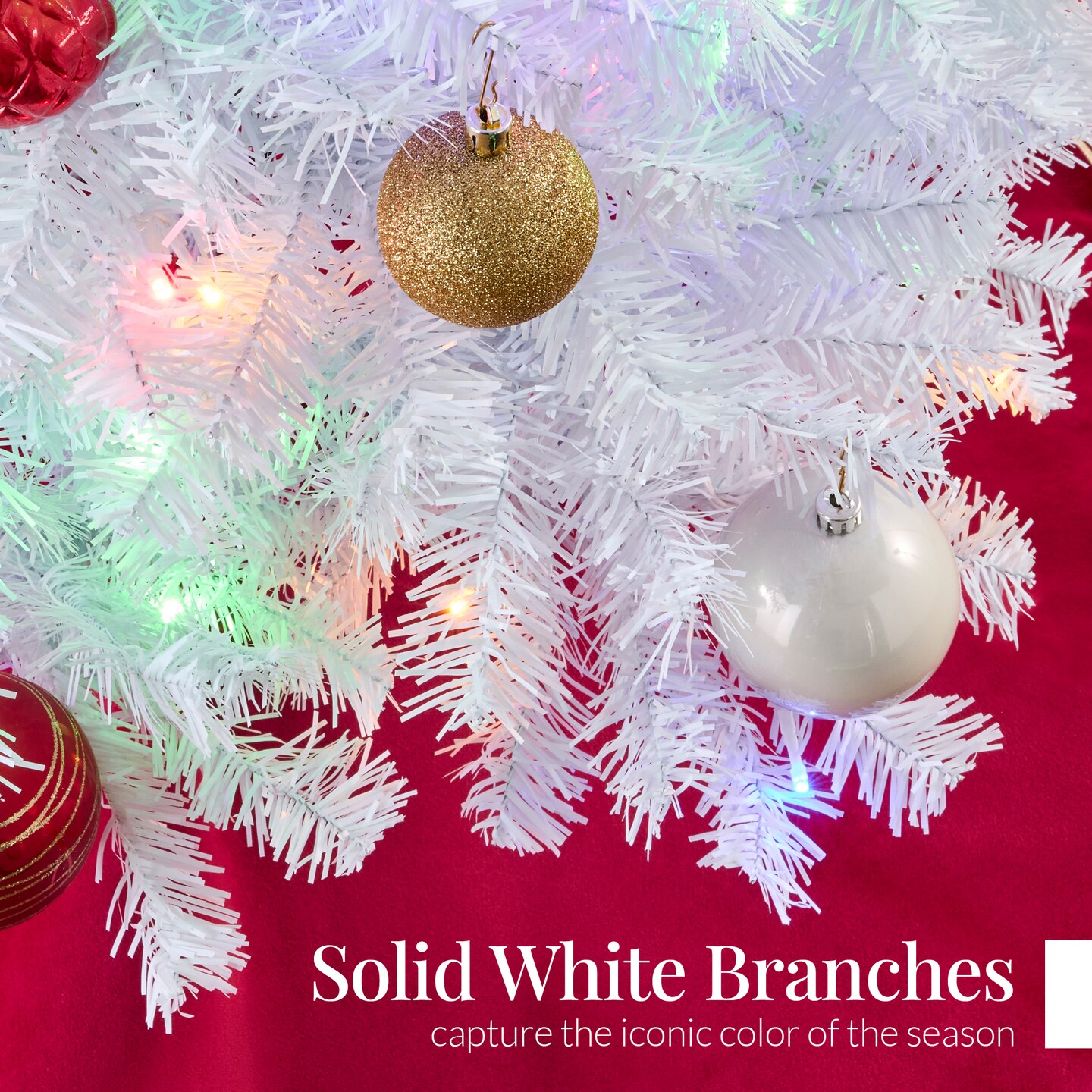 Best Choice Products Pre-Lit Premium Hinged White Artificial Christmas Pine Tree w/ Lights, Stand, PVC Branch Tips