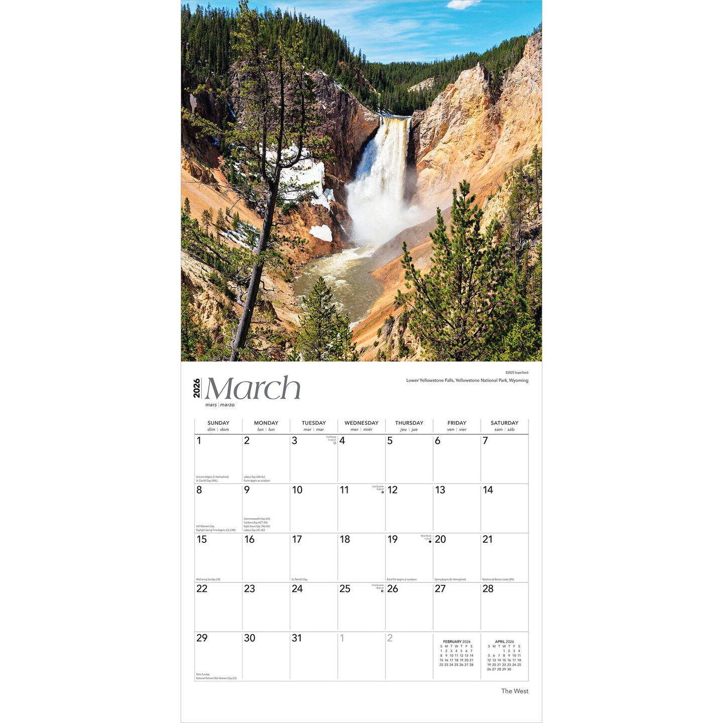 The West | 2026 12 x 24 Inch (Hanging) Monthly Square Wall Calendar | Plastic-Free