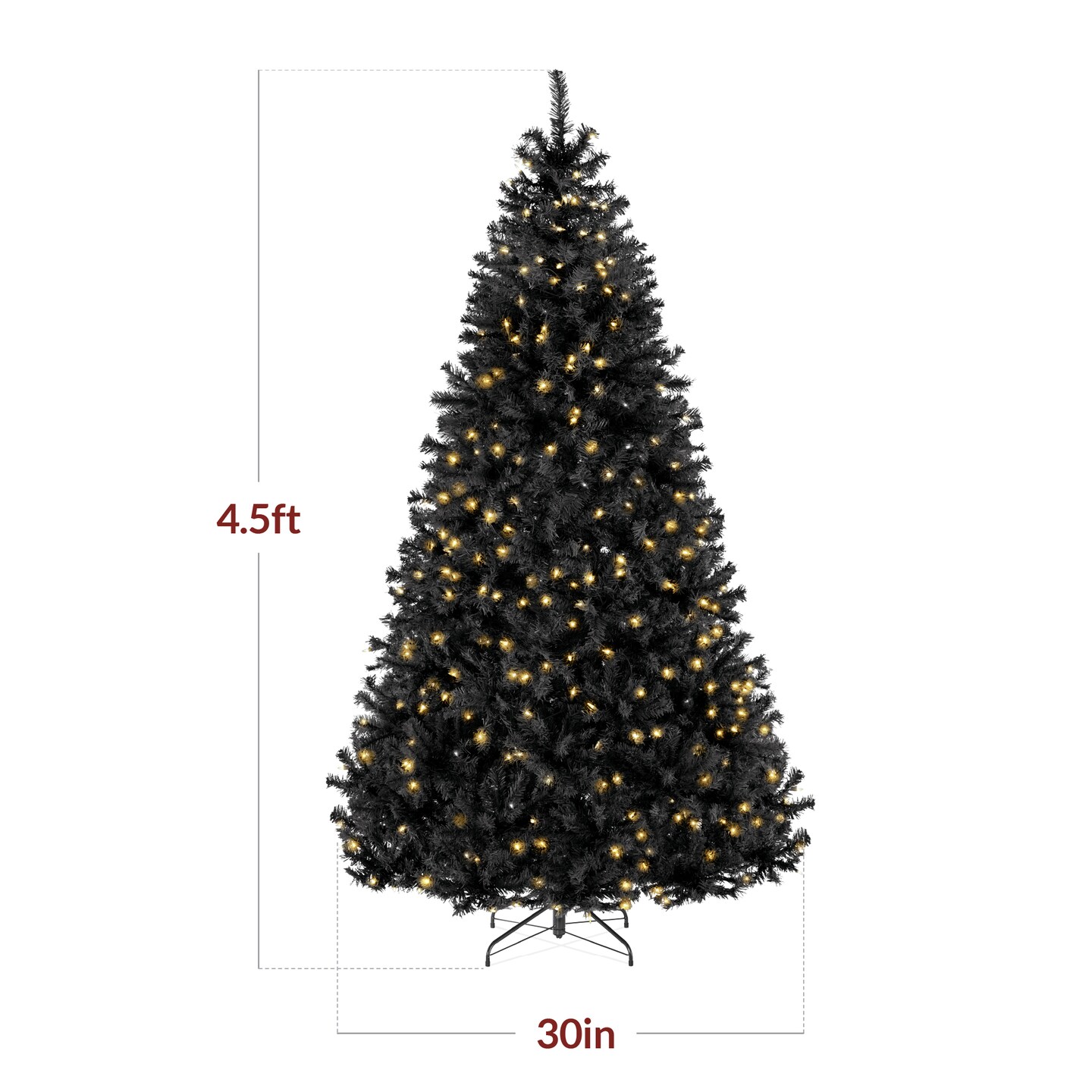 Best Choice Products Pre-Lit Black Christmas Tree, Artificial Holiday Decoration w/ Branch Tips, Incandescent Lights