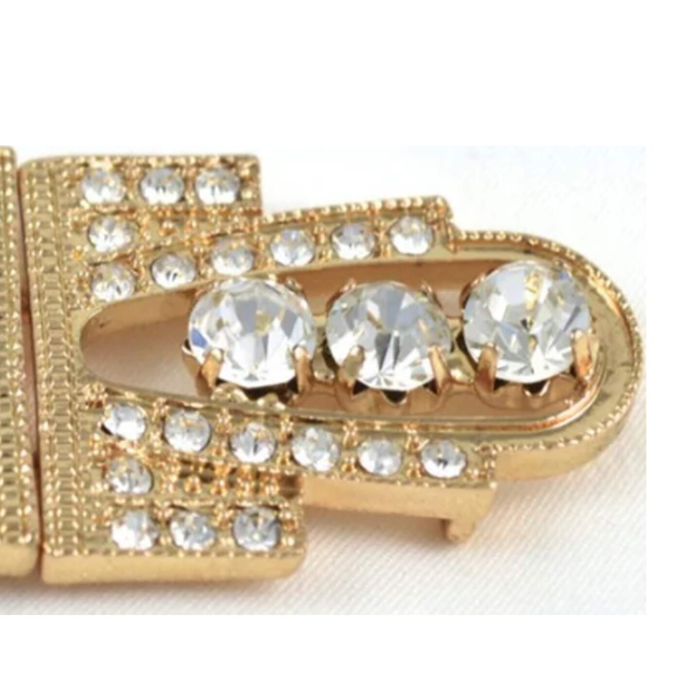 1 Buckle Gold Rhinestone Clasp 2.6" Vintage Hook Closure for Coats, Invitations & Gift Boxes