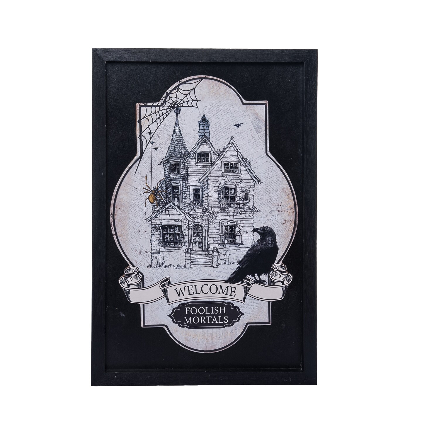 Transpac Gray Halloween Haunted House Wall Art, 17.99in MDF Wall Sign, Dark Gray, Wall Decor for Halloween, 0.71in thick, Perfect for Spooky Decor