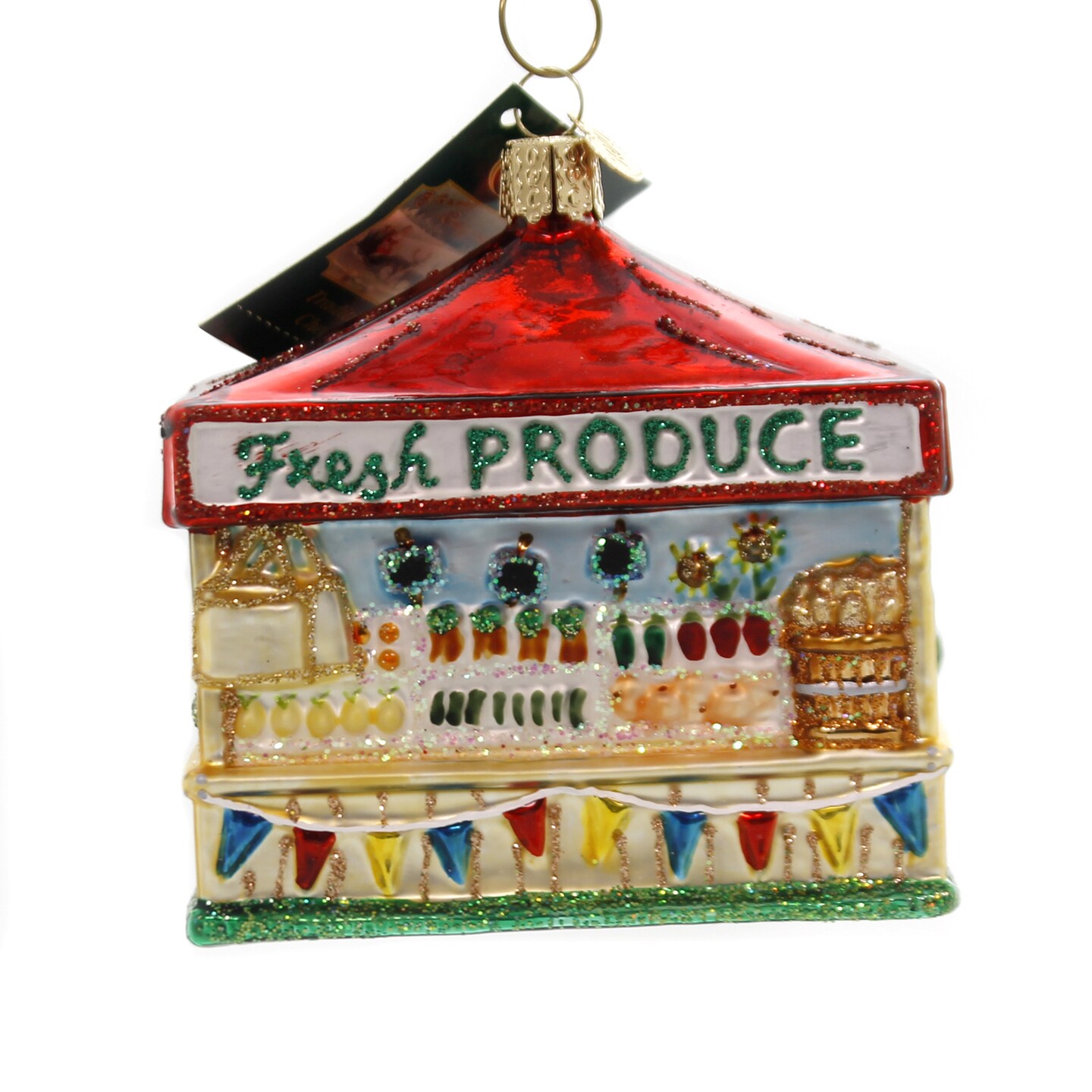 Old World Christmas 3.5 Inch Farmer's Market Stand Tree Ornament , Harvest Fresh Produce