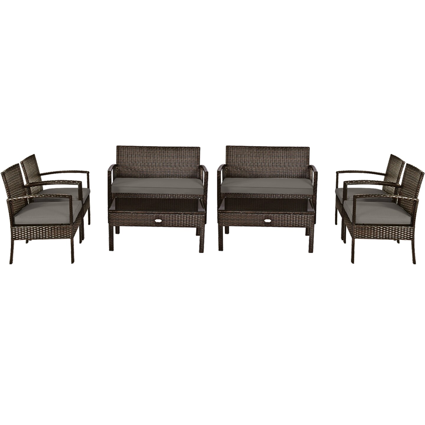 Costway 8PCS Rattan Patio Conversation Set Outdoor Furniture Set Garden w/Cushion