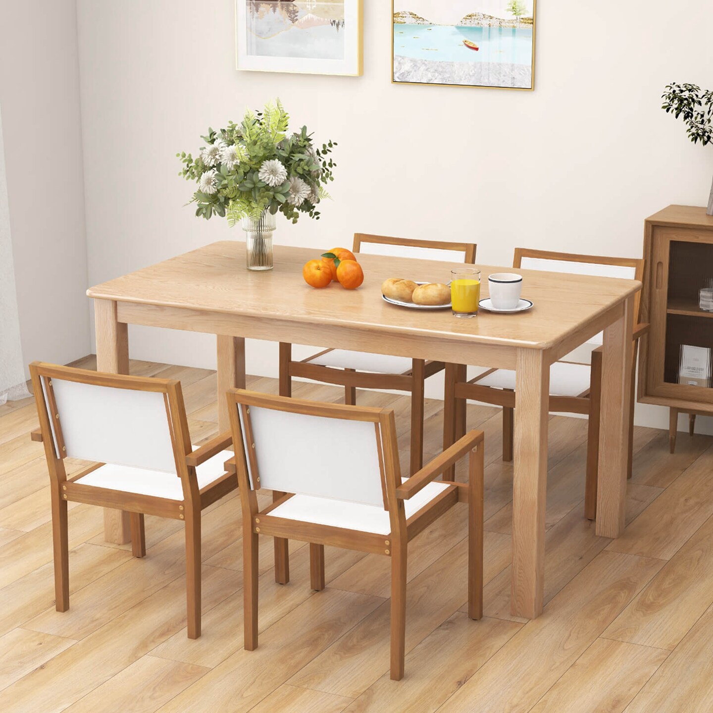 Costway Stackable Dining Chair Set of 2/4 with Wear-resistant Fabric & Breathable Backrest