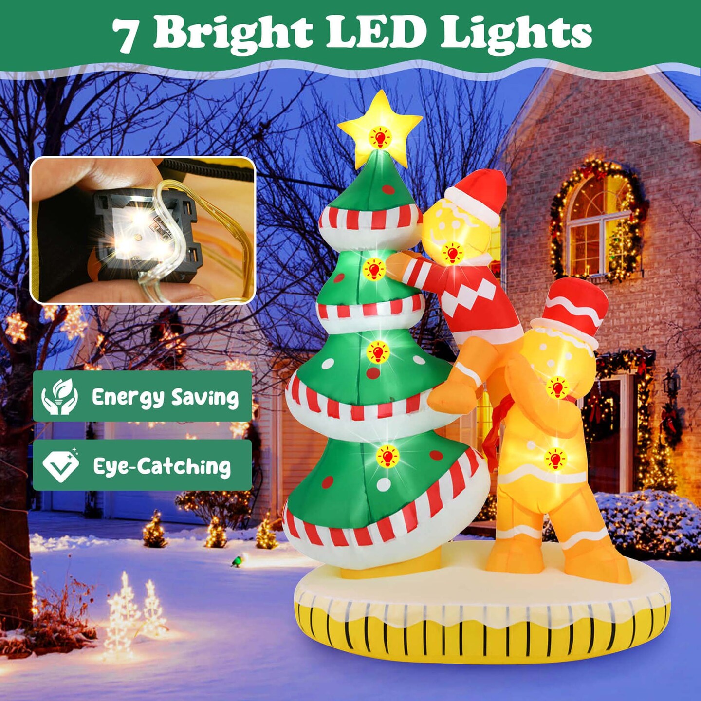 Costway 7 ft Inflatable Christmas Tree with 7Internal LED Lights & Built-in Fan for Yard