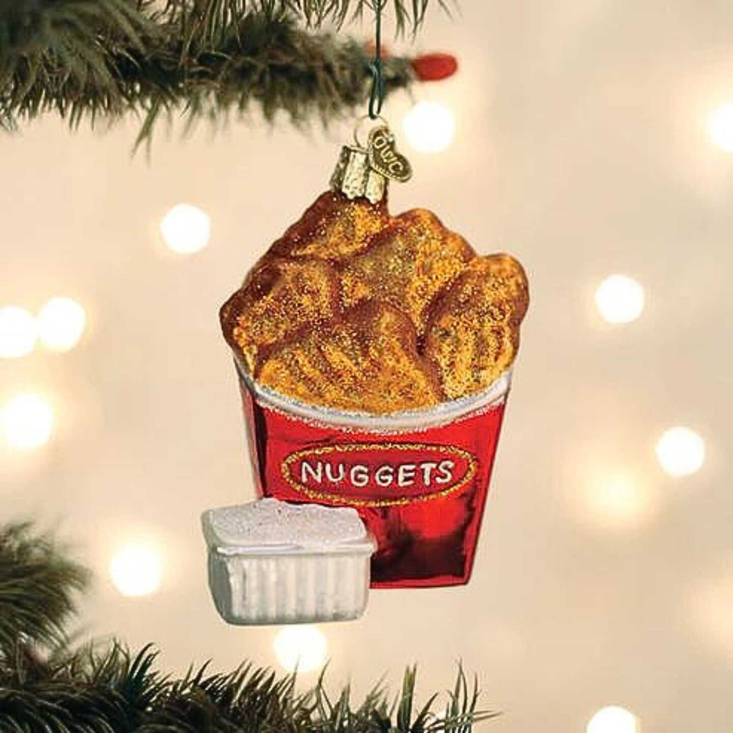 Old World Christmas 3.25 In Chicken Nuggets Christmas Tree Ornament , Dipping Sauce Bite-Size