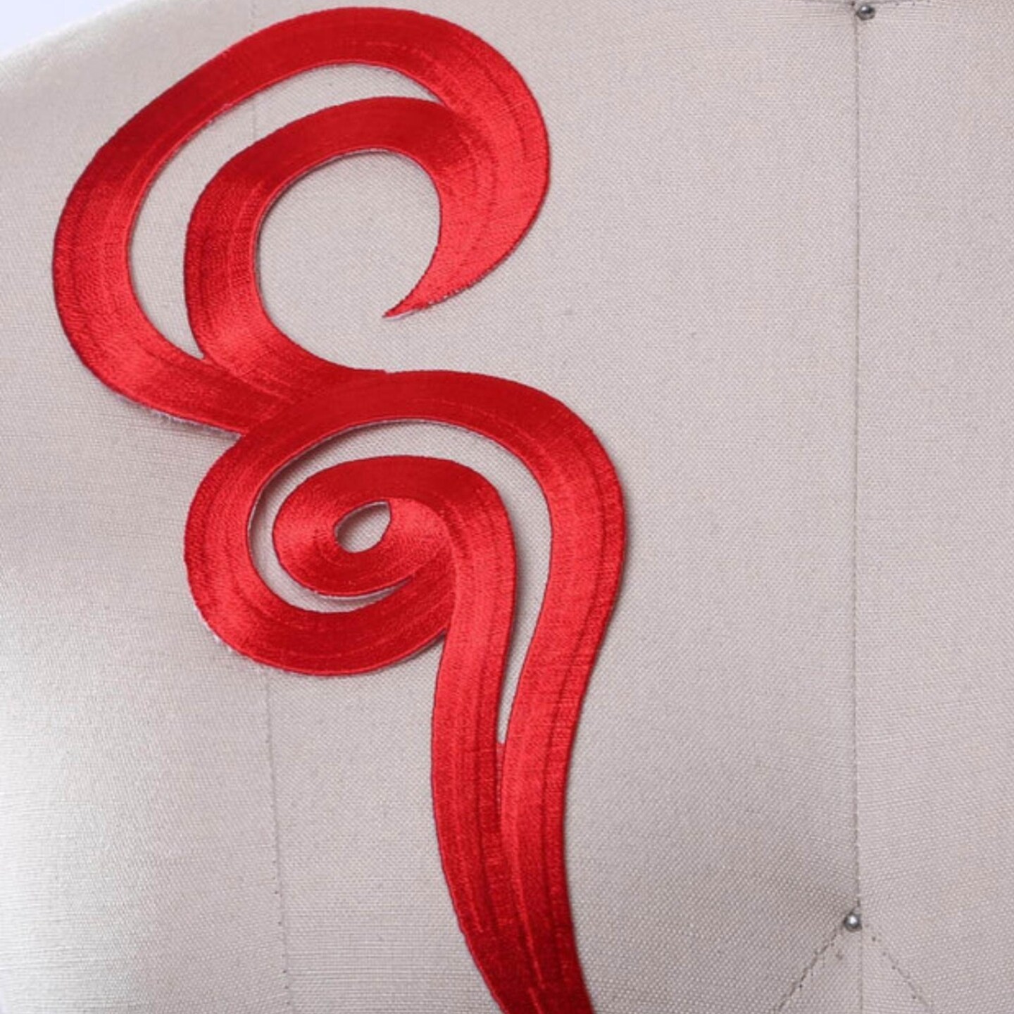 Red Iron On Applique Patches 2 Pieces for Necklines Gowns and Dance Outfits