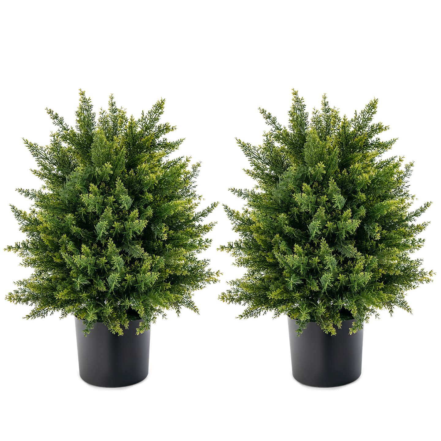 Costway 22&#x27;&#x27; Artificial Cedar Topiary Ball Tree 2-Pack Faux Shrub Bush Trees for Decor