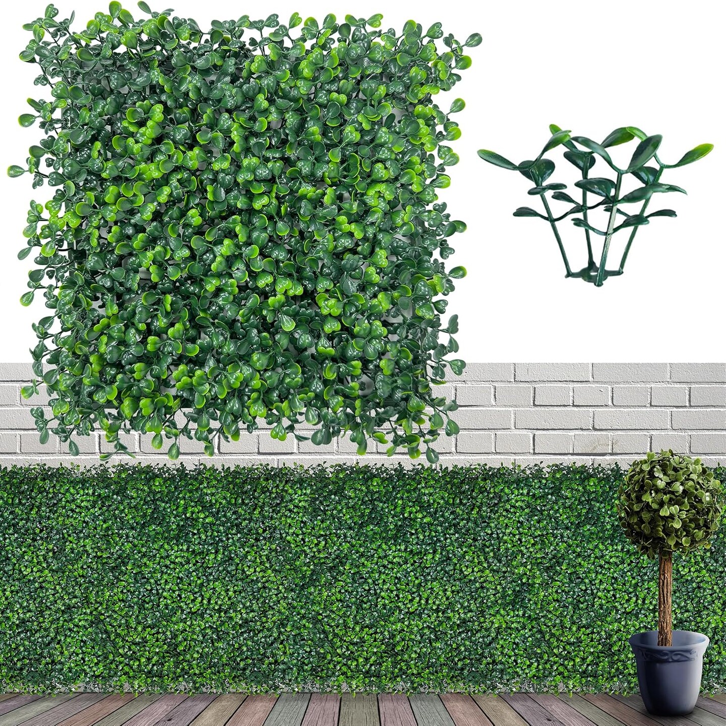 Artificial Grass Wall Panel Backdrop,10" X 10" 12P (Green) 10"L x 10"W