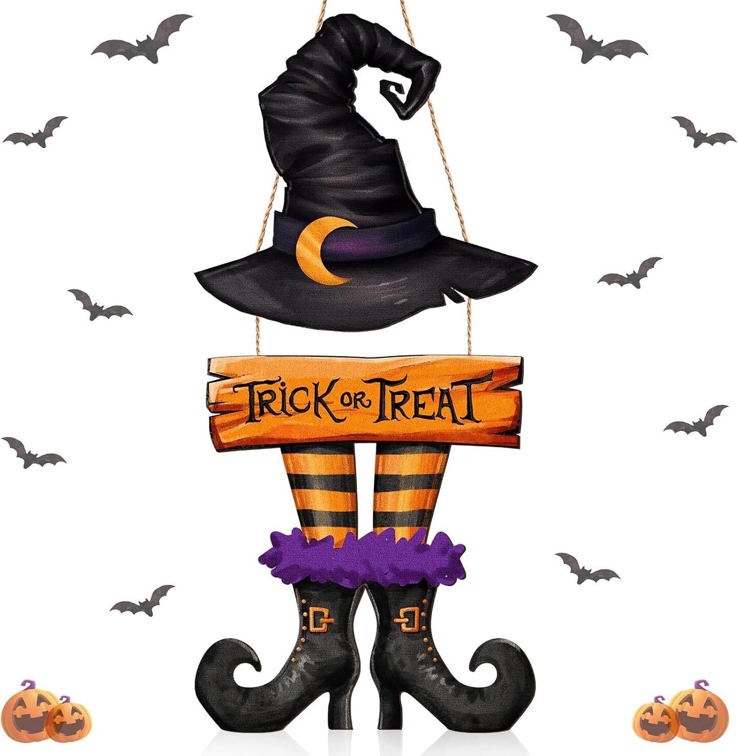 Halloween Door Sign Witch Wreath Decorations
