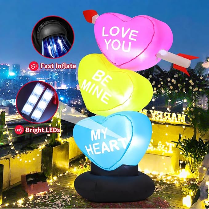 GOOSH 4 FT Valentines Day Inflatables Three Hearts for Wedding Party