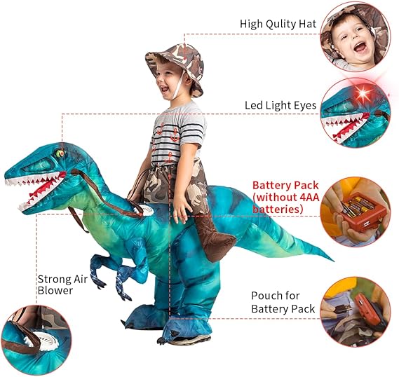 GOOSH Inflatable Dinosaur Costume for Kids and Adults Halloween Costumes