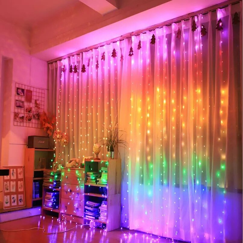3M 280 LED Rainbow Curtain Fairy Lights Wedding Indoor Outdoor Christmas Party
