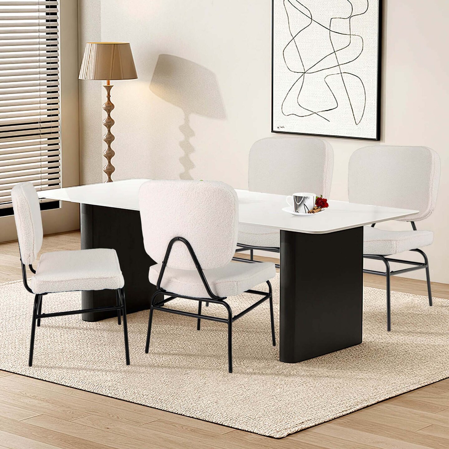 Costway 1/2 PCS Upholstered Accent Chair with Sponge Padding Adjustable Foot Pads & Metal Frame