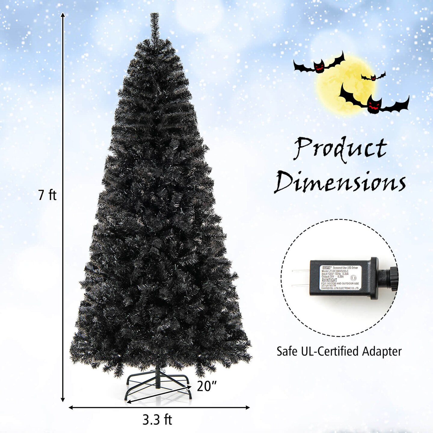 Costway 6/7 FT Artificial Halloween Christmas Tree with Bendable Top Section 726/1050 Branch Tips 260/340 Lights